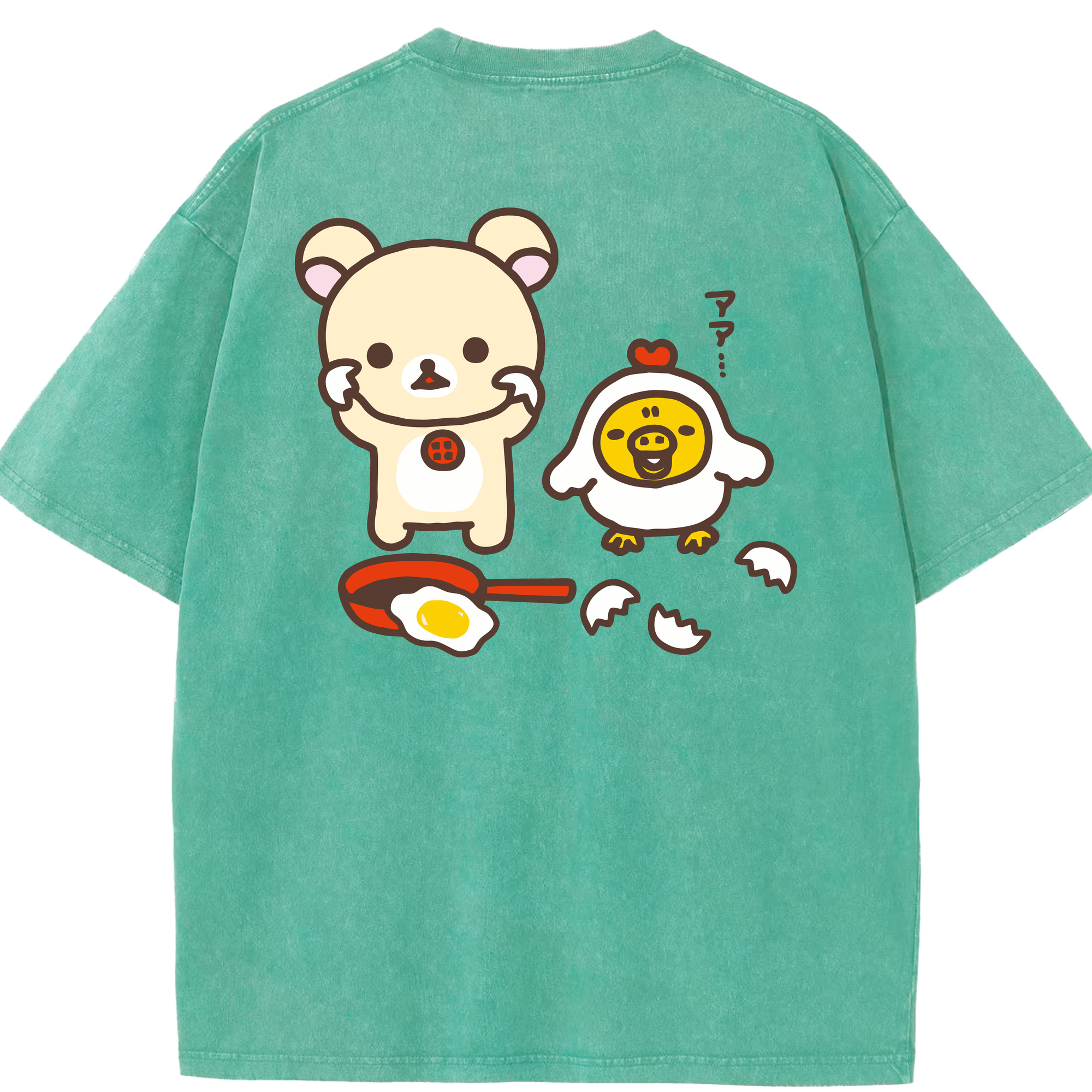 （画像用） リラックマ リラックマ キイロイトリ Rilakkuma Korilakkuma Kiiroitori 綿100% ヴィンテージ風 半袖Tシャツ（背面プリント）